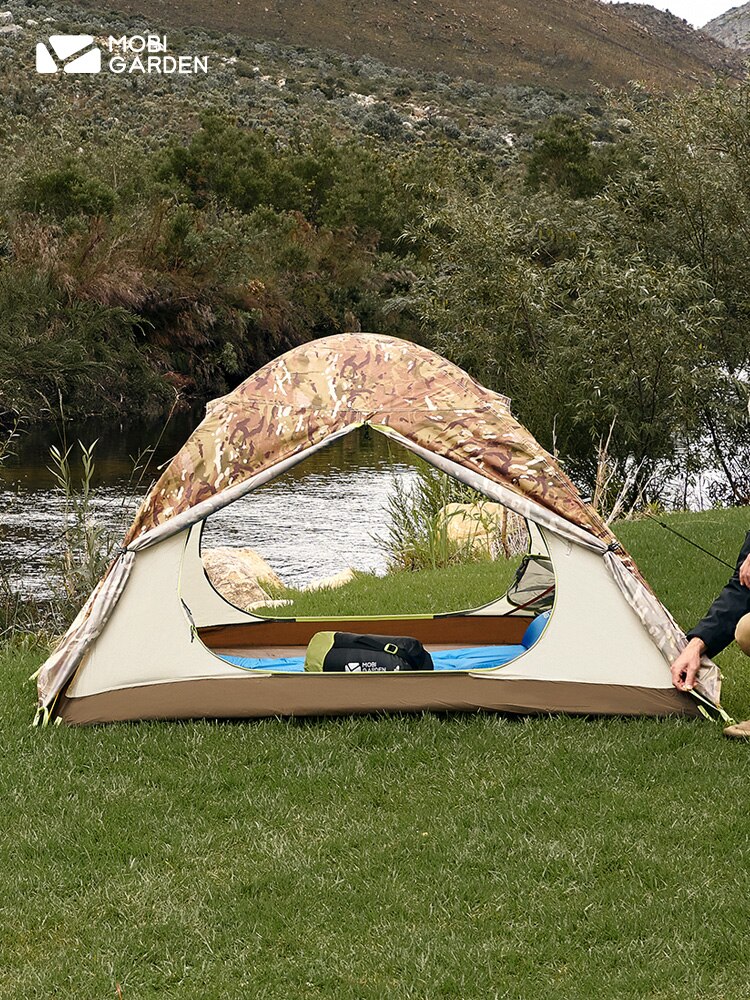 Cheap Goat Tents Mobi Gardon Leng Shan 3AIR Update 3 people 3 season Double Layer Aluminum Pole Tent Professional Outdoor Camping Tent Tents 